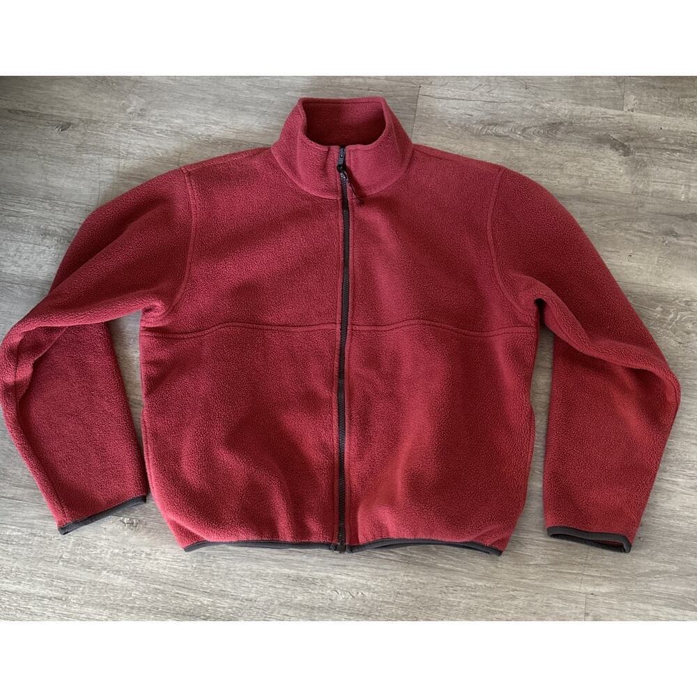 Vintage LL Bean Jacket Women Red Full Zip Up Sweater Outdoors Ladies Medium